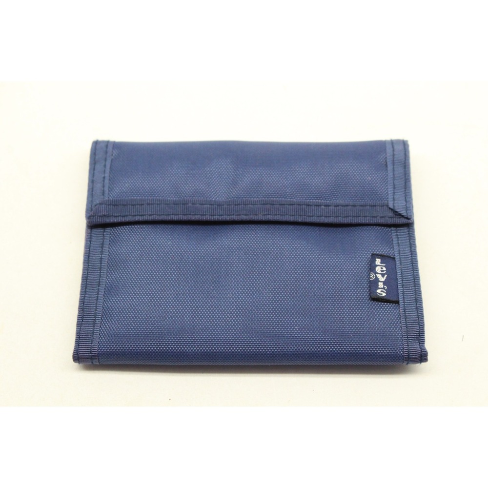 Vintage 90s Levi's Wallet 5"X3.5" Blue Bifold Billfold NOS‎ Levis Hook & Loop